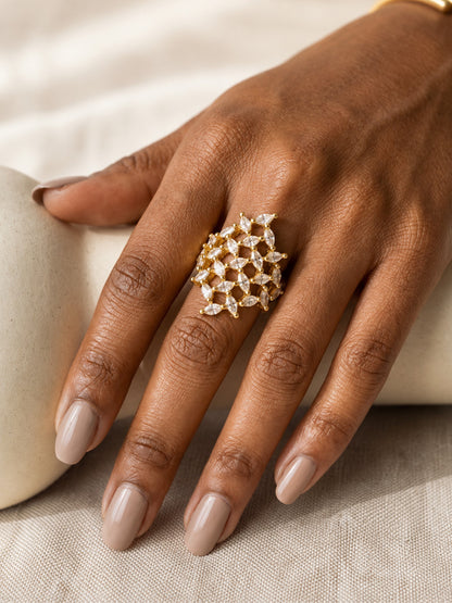 Gold Plated AD Finger Ring for Women