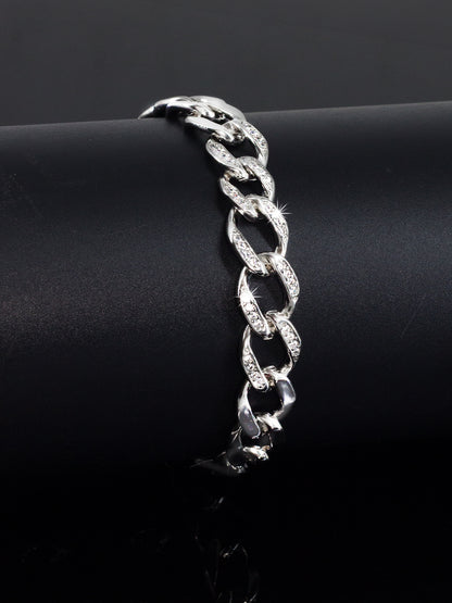 Stainless Steel Anti Tarnish American Diamond Link Chain Bracelet