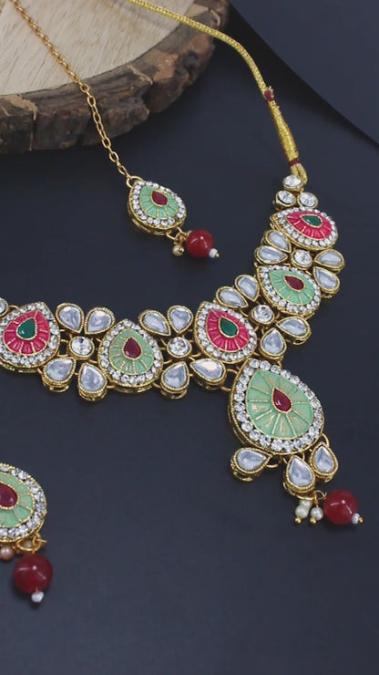 Gold-Plated Kundan Studded Jewellery Set