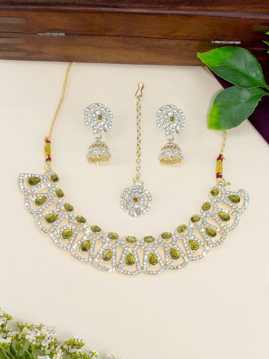 Green Floral Jewellery Set