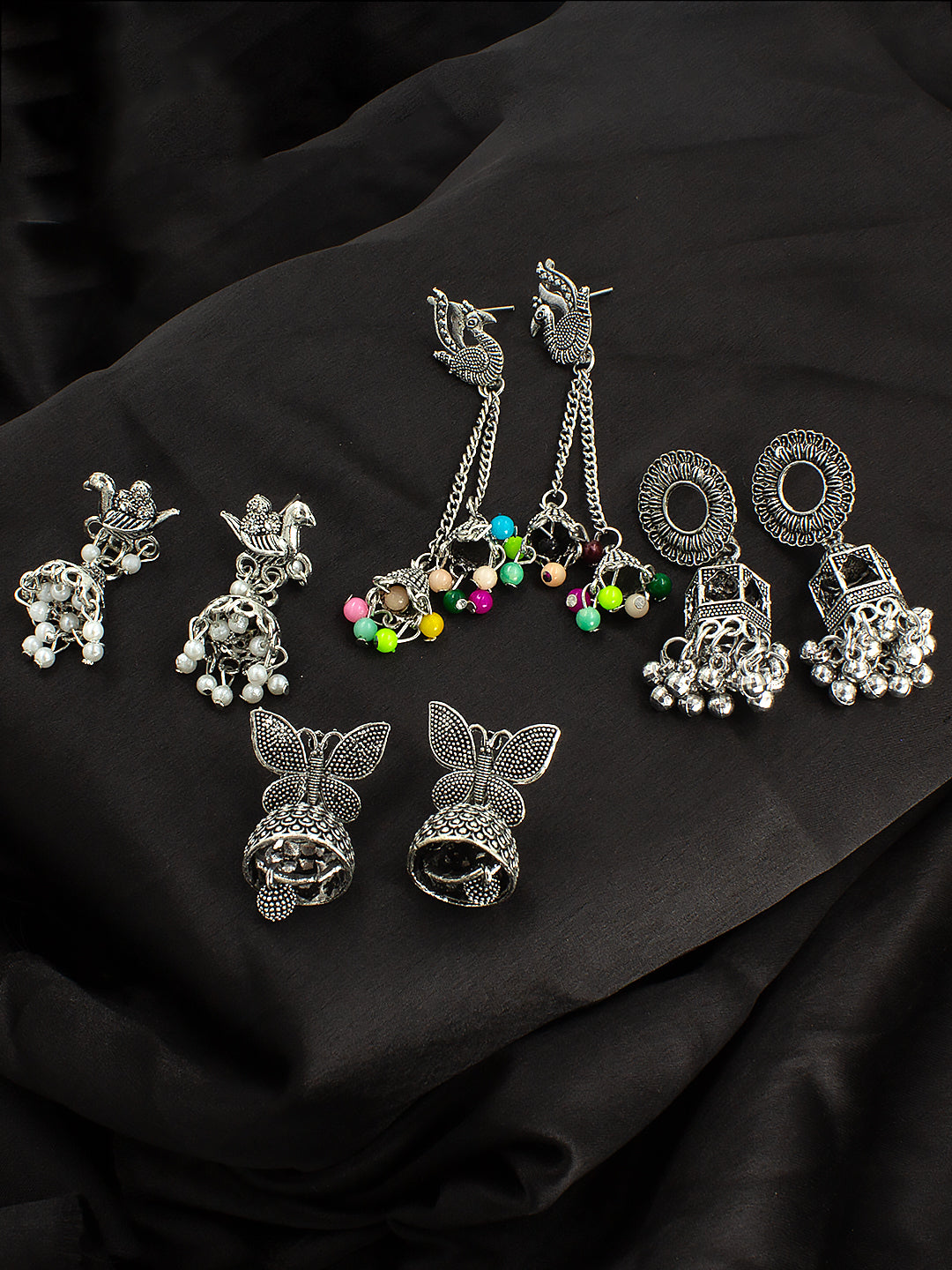 Pack of 4 Oxidized Jhumka Earrings