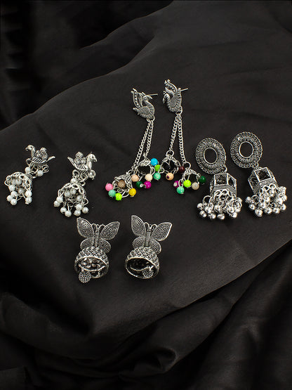 Pack of 4 Oxidized Jhumka Earrings